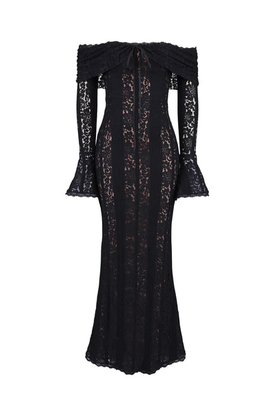 AMARA | Floral Lace Off Shoulder Maxi Dress