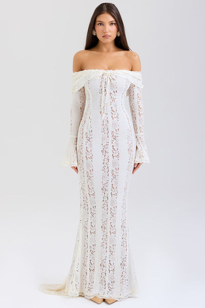 AMARA | Floral Lace Off Shoulder Maxi Dress