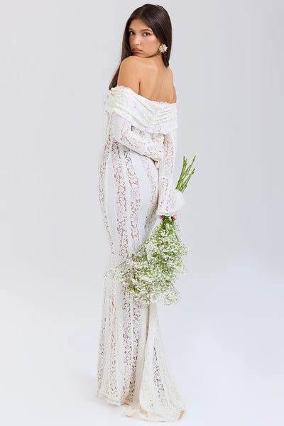 AMARA | Floral Lace Off Shoulder Maxi Dress