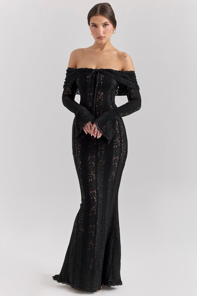 AMARA | Floral Lace Off Shoulder Maxi Dress