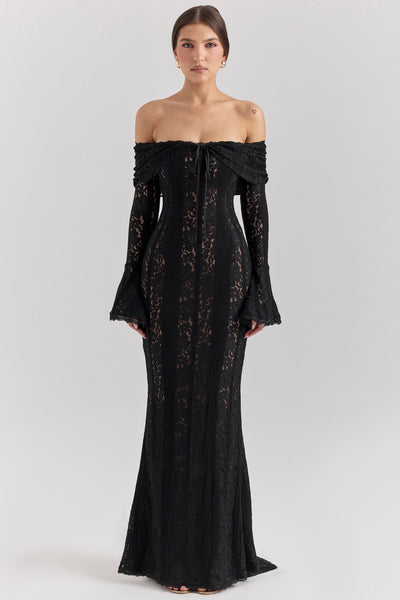 AMARA | Floral Lace Off Shoulder Maxi Dress