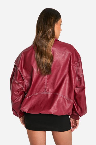 Ava | Leather Bomber Jacket