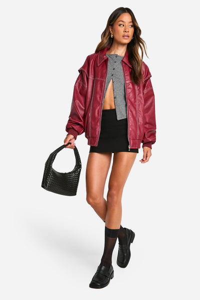 Ava | Leather Bomber Jacket