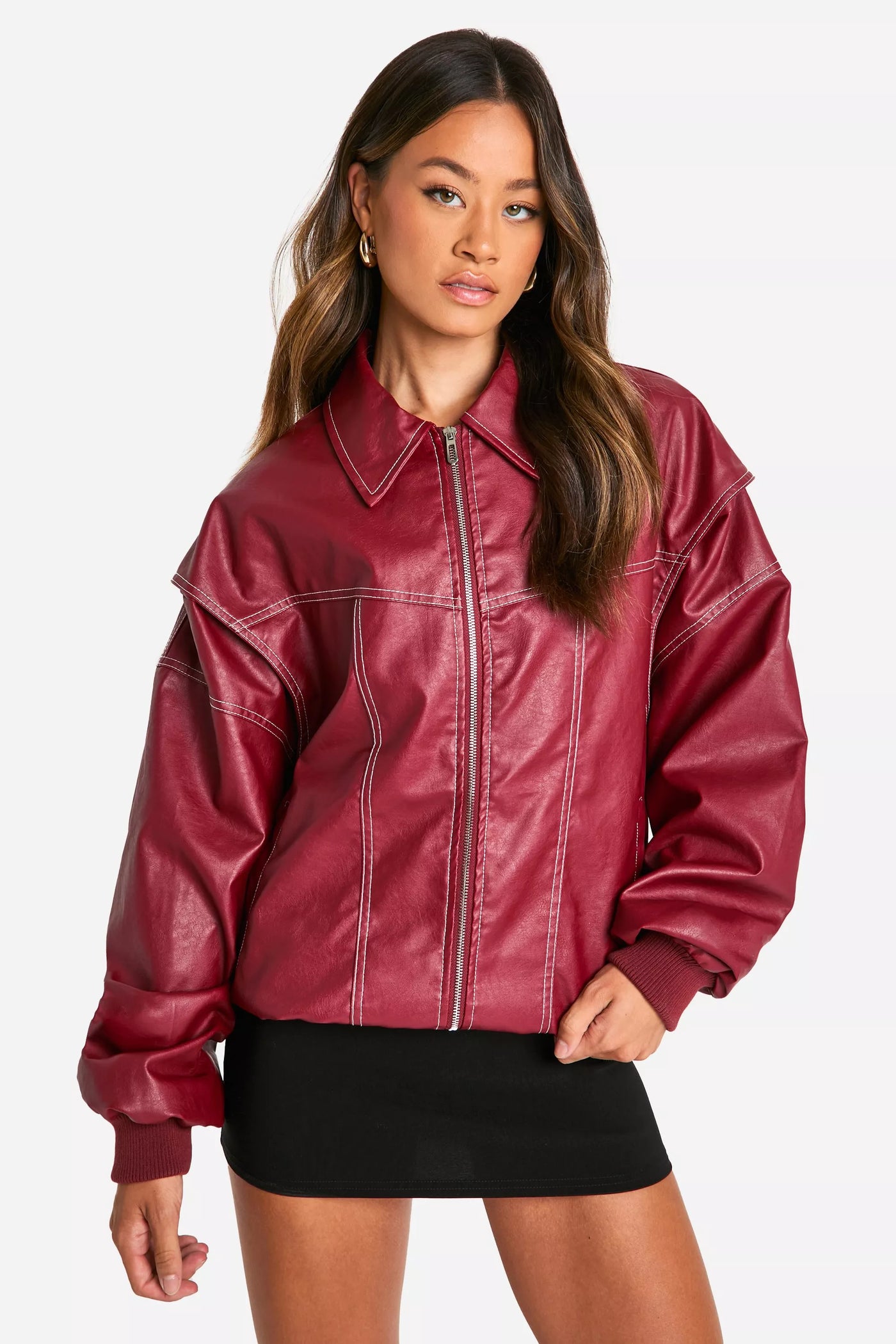 Ava | Leather Bomber Jacket